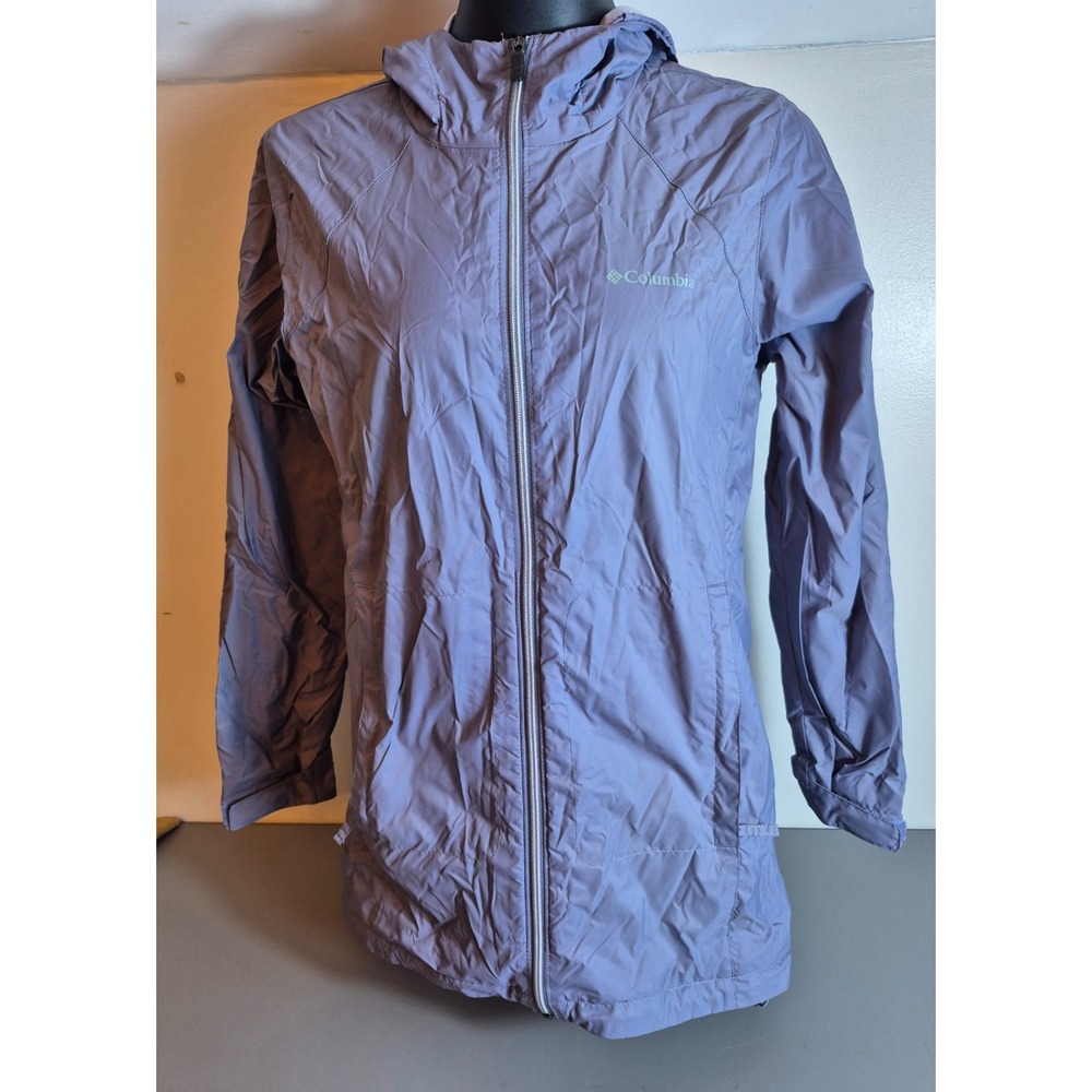 Columbia Womens Fleece-Lined Hooded Rain Jacket Lavender Medium